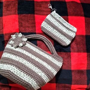 Handmade Crochet Tote Bag & Coin Purse Set